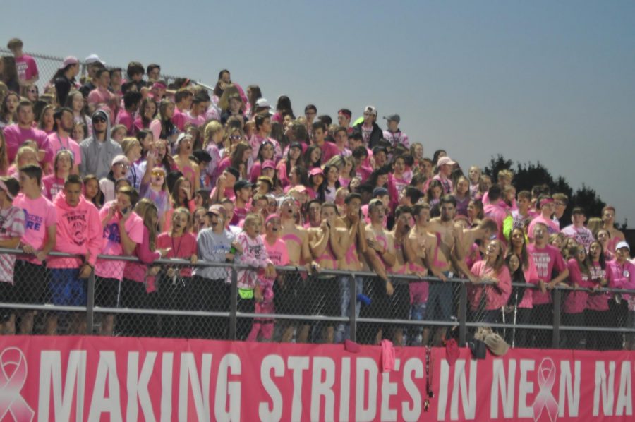 Neon Nation dons pink to raise awareness for breast cancer during the football game against Wayne on October 13. The Pink Out was organized by Chargers Fighting Cancer who raised more than $60,000 last year. Photo by Kylee Hoot