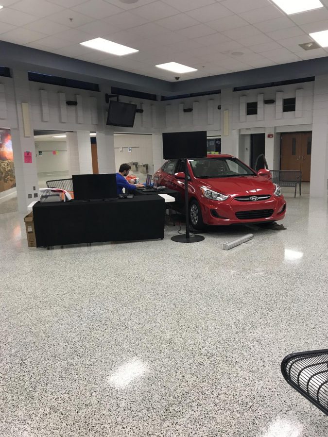 PEERs brought a Chevy into the commons in October to help students understand the dangers of distracted driving. The PEERs Foundation, which provides the simulations, is based in Grand Rapids. PEERs stands for Professionals Encouraging Education Reform.