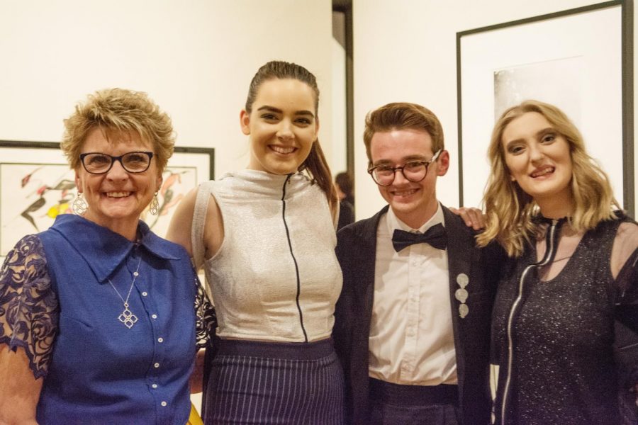 From left, Linda Bishop, Alanna Keeley and Hannah Walker wore designs by Patrick Bragg at this years fashion show December 8, 2017 at Fort Wayne Museum of Art. Courtesy photo. 