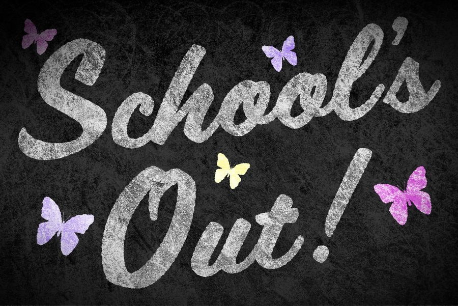 Schools out! written on a blackboard to demonstrate the excitement kids have over summer break. Photo courtesy of Creative Commons.