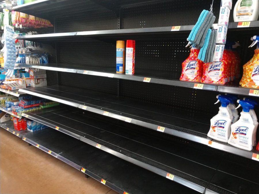 Disinfectants have been cleared off shelves of local Walmart on Lima Road as community prepares for possible outbreak