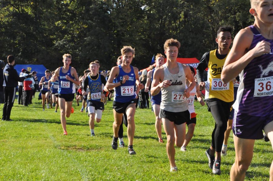 Senior+Peston+Sloffer%2C+seen+here+at+the+2019+sectionals%2C+leads+the+boys+Cross+Country+team.+The+team+hopes+to+contend+at+the+state+finals+in+October.+