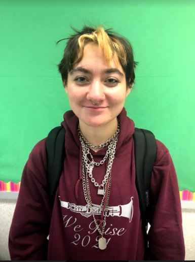 Junior Frankie Fisher sports blonde bangs against a black haircut.