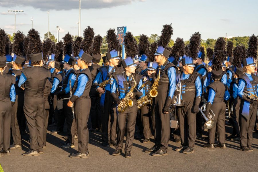 Prior to the October 1 football game against Homestead, the Charger Pride lines up before entering the stadium. The marching band competes in semi-state this weekend at Ben Davis High School. Photo by Josh Riedy