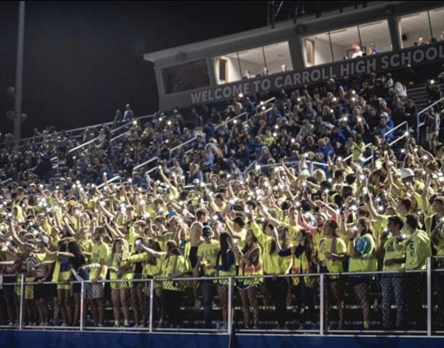 Neon+Nation+showing+their+spirit+at+a+home+game.+