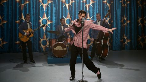 Actor Austin Butler playing the role of Elvis Presley in the 2022 movie, Elvis.