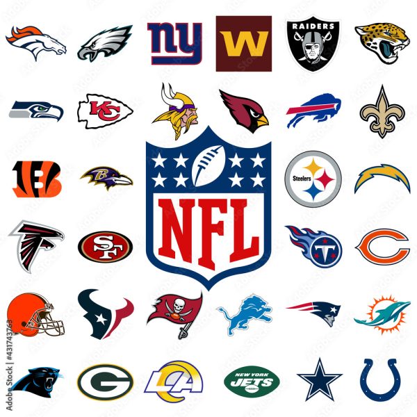 NFL logo and team logos courtesy of Adobe Stock