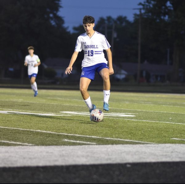 Junior Francesco Mapelli, of Turin, Italy, plays wing for the school's soccer team. Mapelli came to the school as an exchange student.  