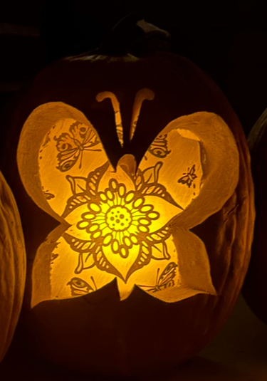 Butterfly pumpkin carved by my mom